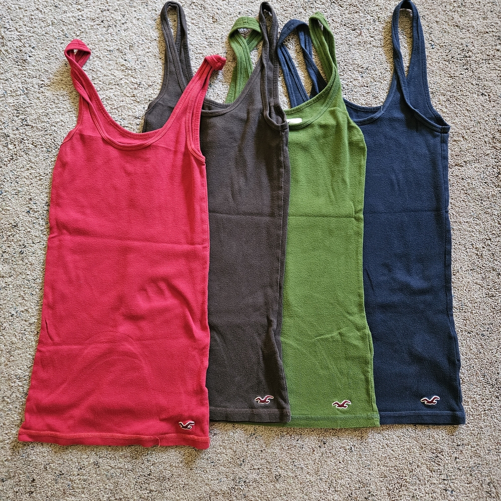 Hollister Green and Blue Tank Tops